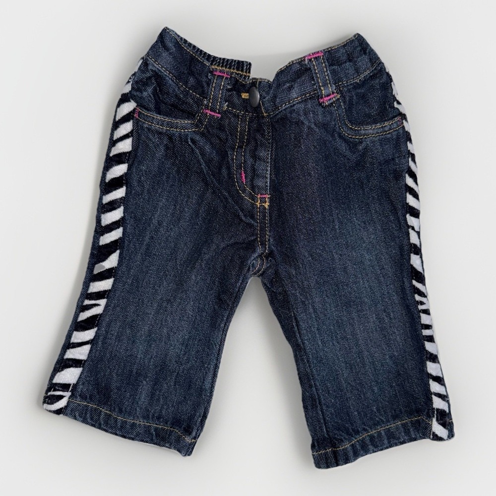 Gymboree Baby Denim Jeans 3-6 Months Zebra Stripe Y2K Infant Blue Jeans